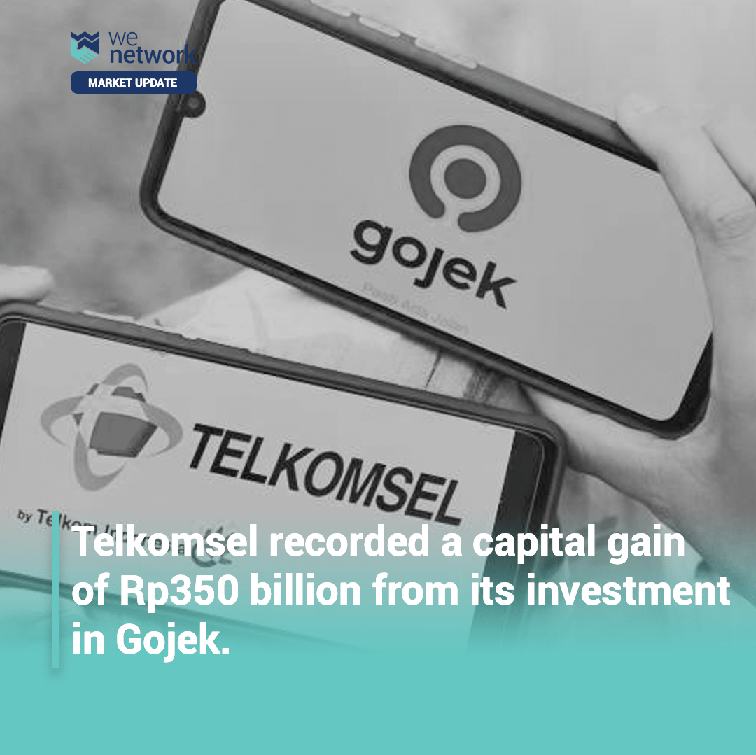 Telkomsel recorded a capital gain of Rp350 billion from its investment in Gojek